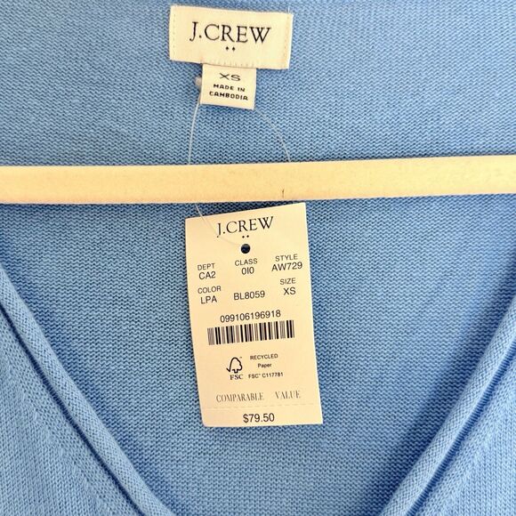 J. Crew Women's NWT V Neck Button Tunic Sweater Linen Blend Blue AW729 Size XS - Picture 3 of 8